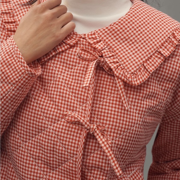 The Hazel Quilted Gingham Jacket by Maeve in Red Gingham - Picture 4 of 4